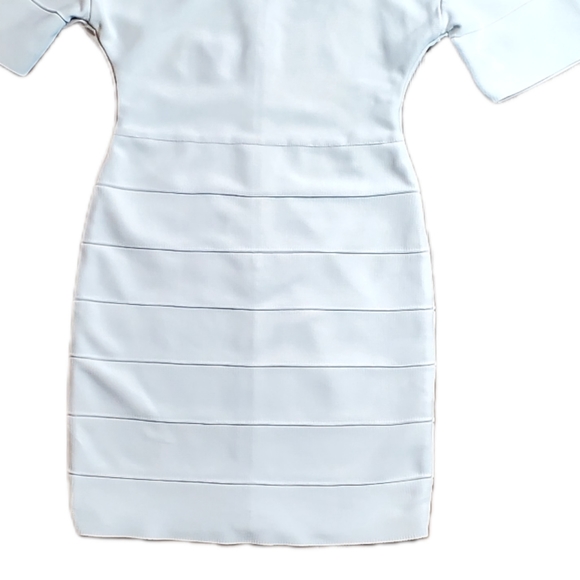 Herve Leger Icon Cutout  Sheath Mini Dress White Mock Neck - Picture 3 of 10